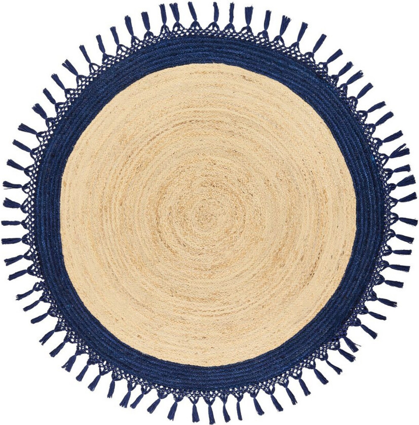Flatvevd Marts - Beige, Blå, 140x140 cm