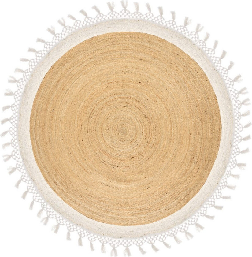 Flatvevd Marts - Beige, hvit, 200x200 cm