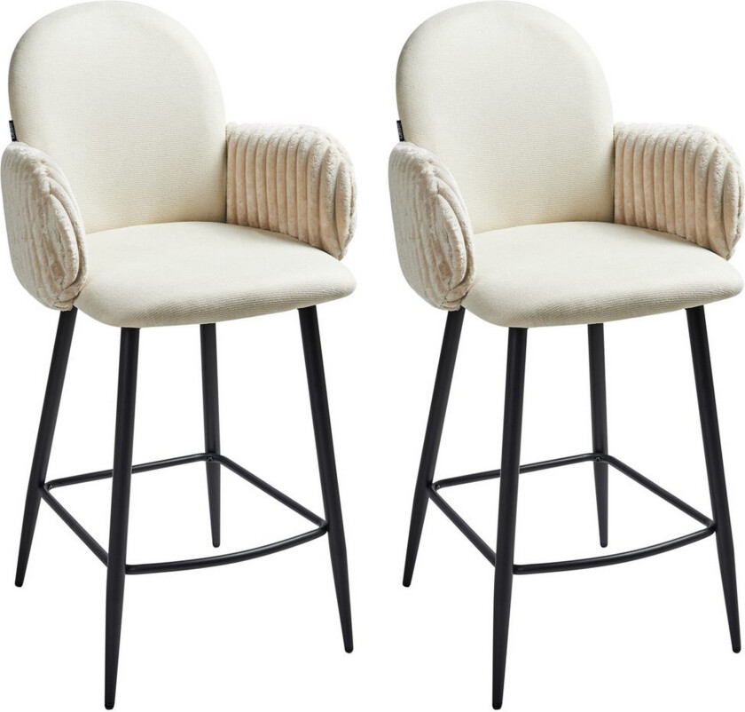 Sett med 2 barstoler Amity - Lys beige, svart
