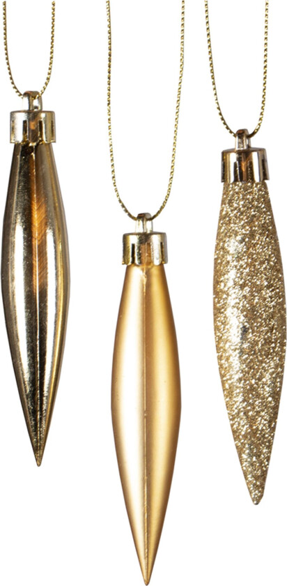 Juletrepynt Dråpe Gull - 9-pakning