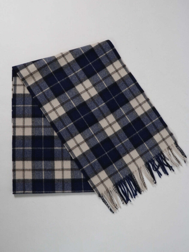 WOOL CHECKED SCARF Blå