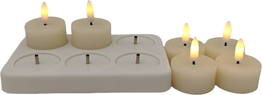 LED oppladbart telys, 6 stk