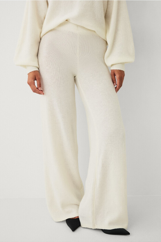 Strikket bukser - Hvit