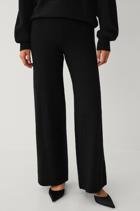 Strikket bukser - Svart