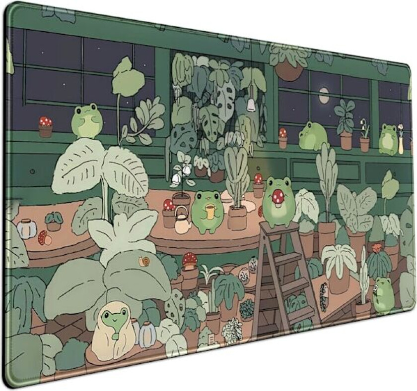 Mekanisk Kveg Søt Frosk Musematte Skrivebord Kawaii Grønn Dekor Matte, Stor Gaming for Datamaskin Tastatur Laptop