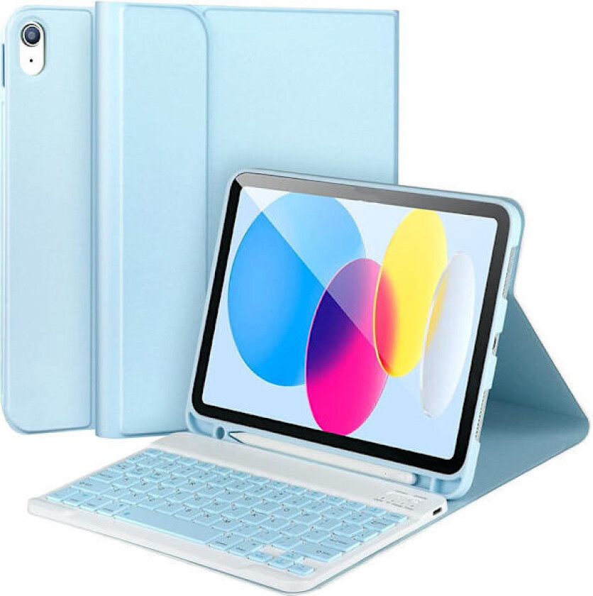 Etui for iPad (A16) 11./10. generasjon (2025/2022) med Bluetooth-tastatur, slankt folio-stativ, beskyttende nettbrettdeksel – penn ikke inkludert