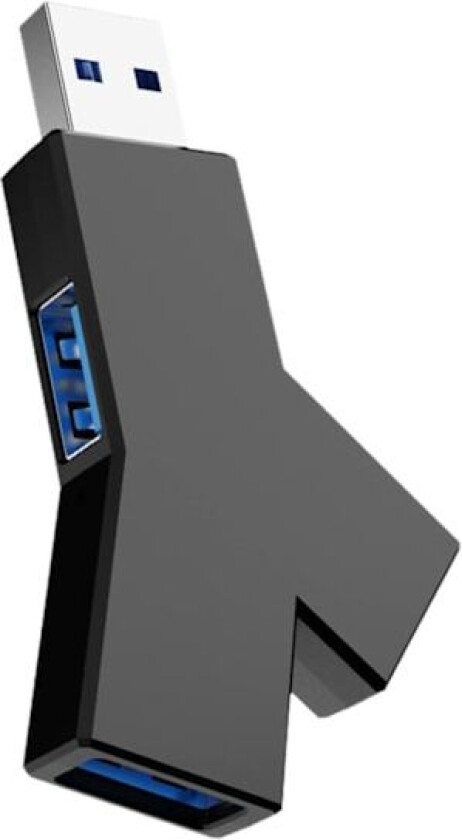 USB-hub, 3-port splitterhub (2 USB 2.0 + USB 3.0) adapter for PC, laptop, mus, tastatur, USB-minnepinne, mobil harddisk og mer - Svart
