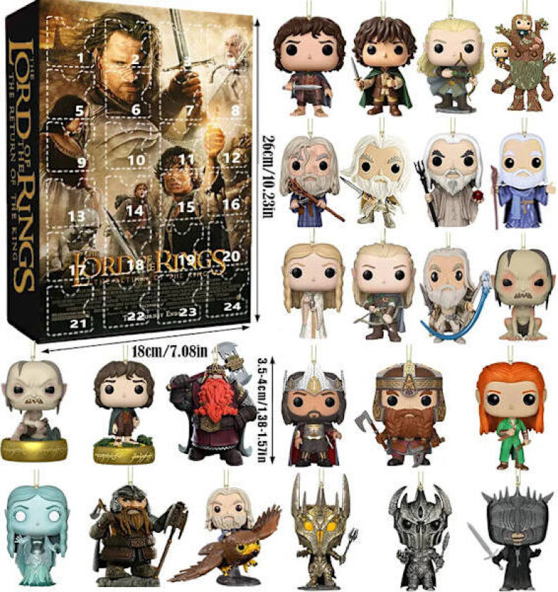 Julekalender, produkt \"Ringenes Herre\" julehøytid juletrepynt akryl dekorativt anheng, adventskalender Ringenes Herre Blind Box 1