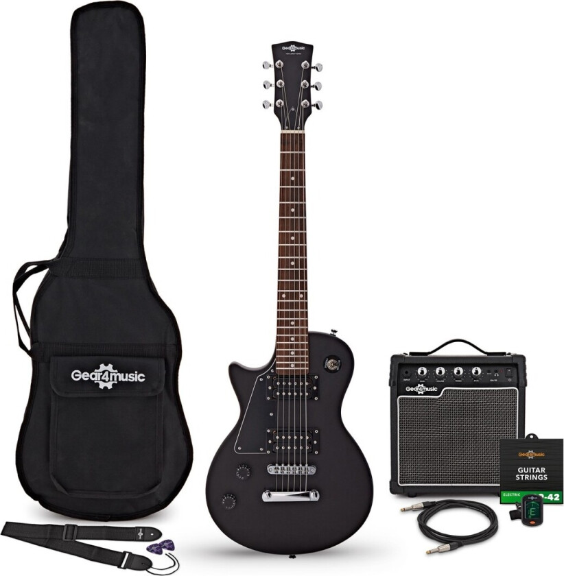 3/4 New Jersey Left Handed Electric Guitar Black 10W Guitar Amp & Accessory Pack