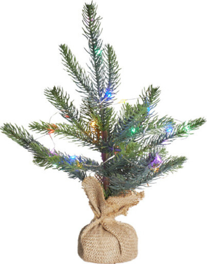 Bella kunstig juletre med fargede lys, 30 cm