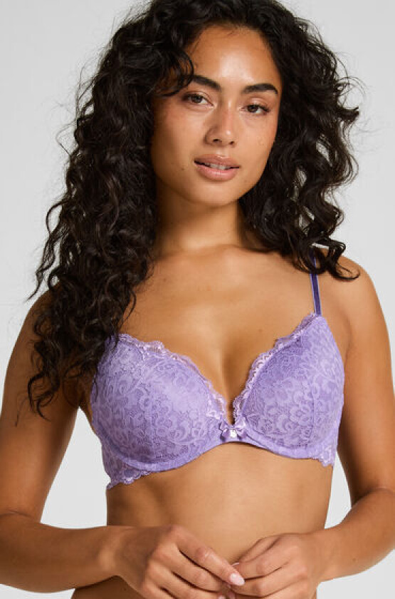 Vattert bh med bøyle push-up Marine Lilla