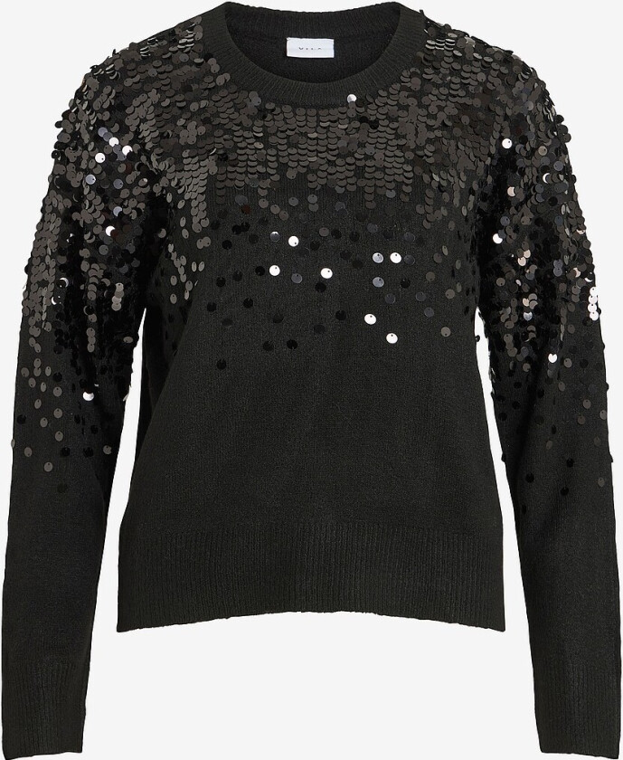 Pullover viSiquin O-neck L/S Glitter - Svart