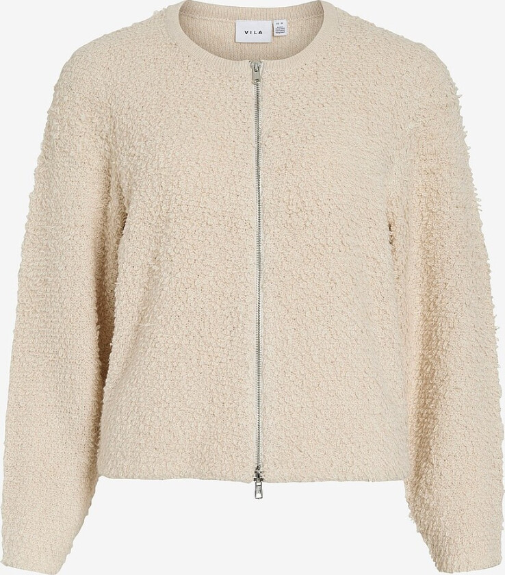 Kardigan viPaza O-neck L/S Zipper Knit - Grå