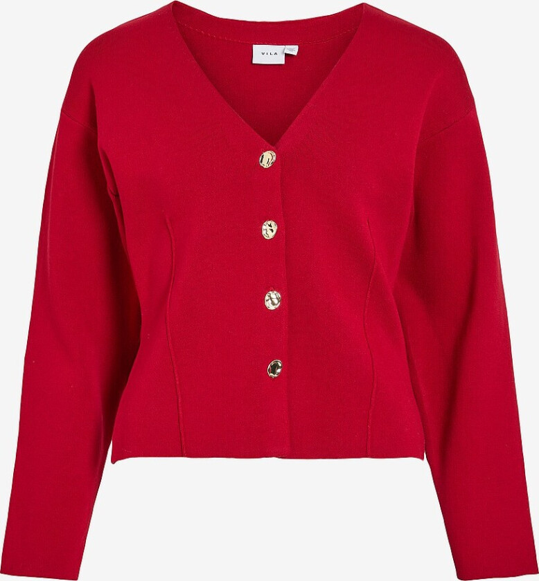 Kardigan viSway V-neck L/S Waist Knit - Rød
