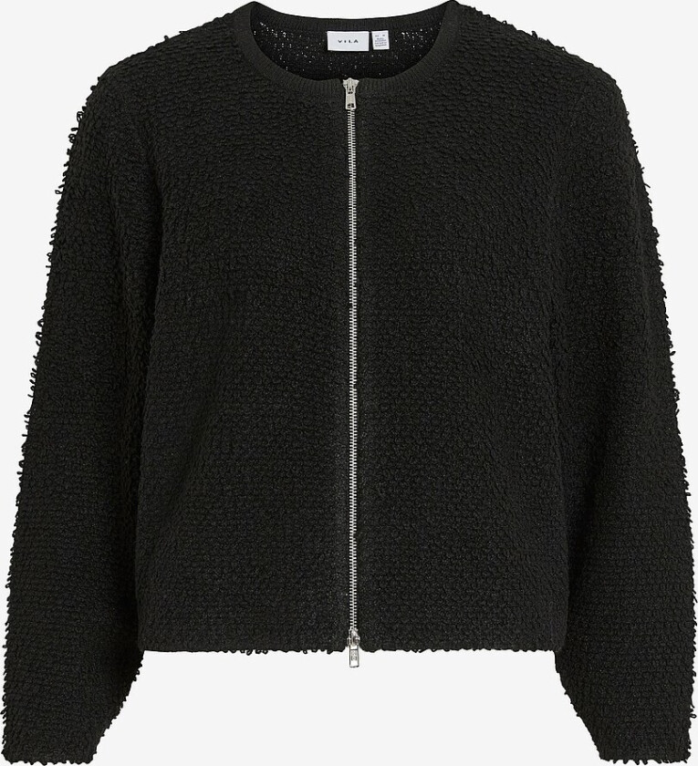 Kardigan viPaza O-neck L/S Zipper Knit - Svart