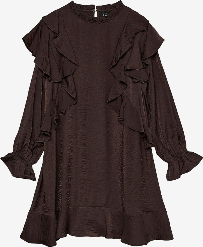 Kjole vmLizzi LS Short Flounce Dress Wvn - Brun