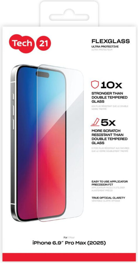 FlexGlassUltra Clear Cover til iPhone 17 Pro Max - Transparent