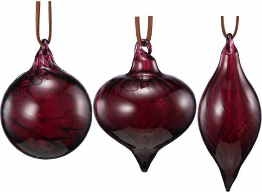 Julekule glass 1 stk 6 cm burgunder – assortert modell