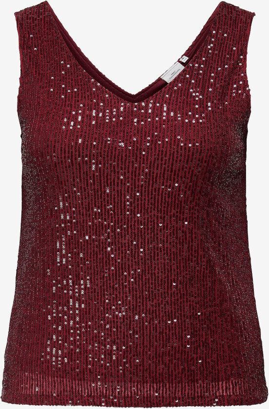 Paljettopp carAna S/L V-neck Sequins Top - Rød