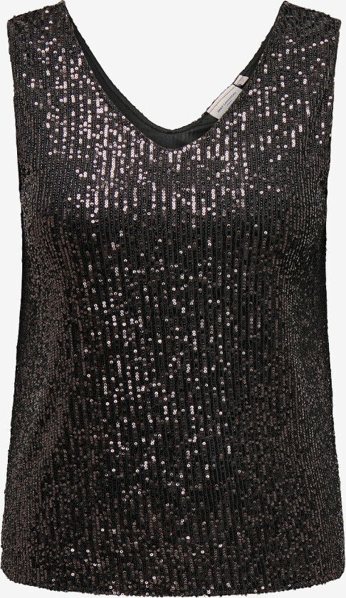 Paljettopp carAna S/L V-neck Sequins Top - Grå