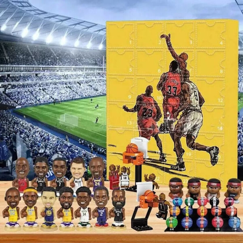 Basket Julkalender 2024, 24 Gaver, Overraskelseskalender med Basketstjerner i Blind Box