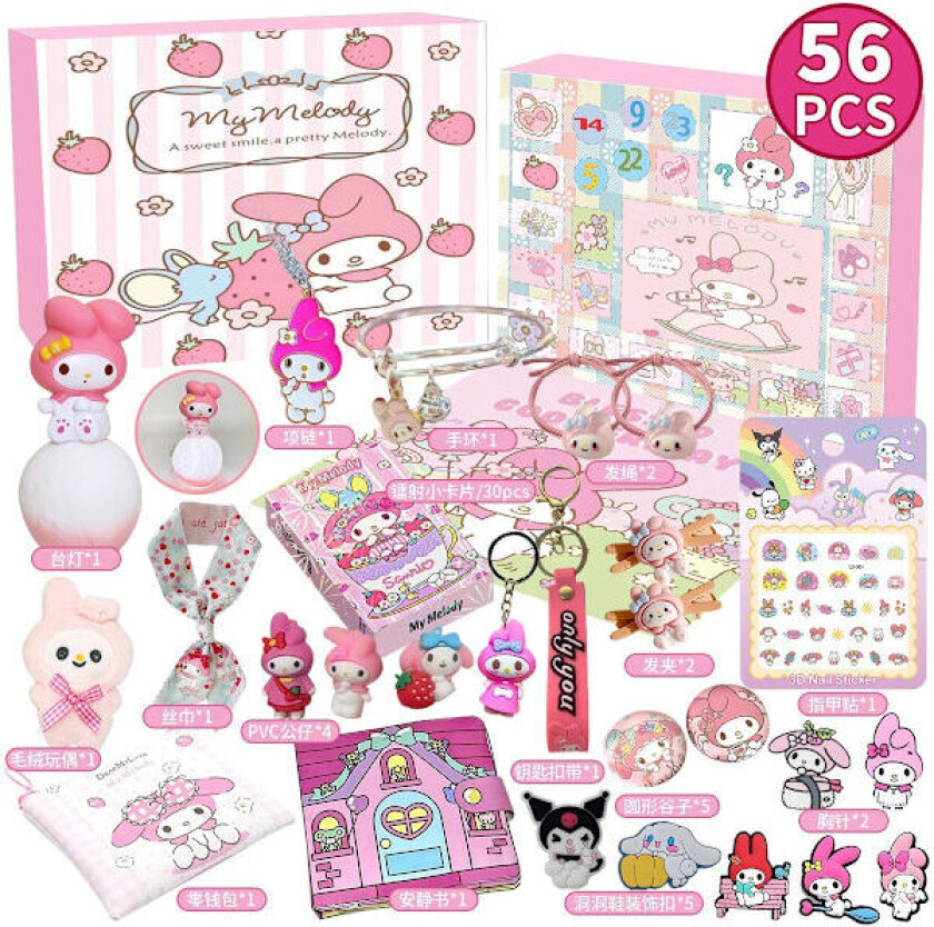 Hot 2025 Adventskalender Kuromi My Melody Cinnamoroll Sanrio Leketøy Tilbehør Jule Nedtellingskalender Barnegaver