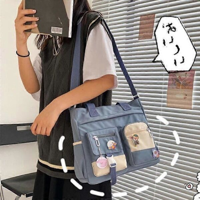Vanntett Canvas Dame Håndvesker Skulderveske Nylon Dame Messenger Bag Oxford Crossbody Vesker Tote Bokvesker for Jenter Skolesekker
