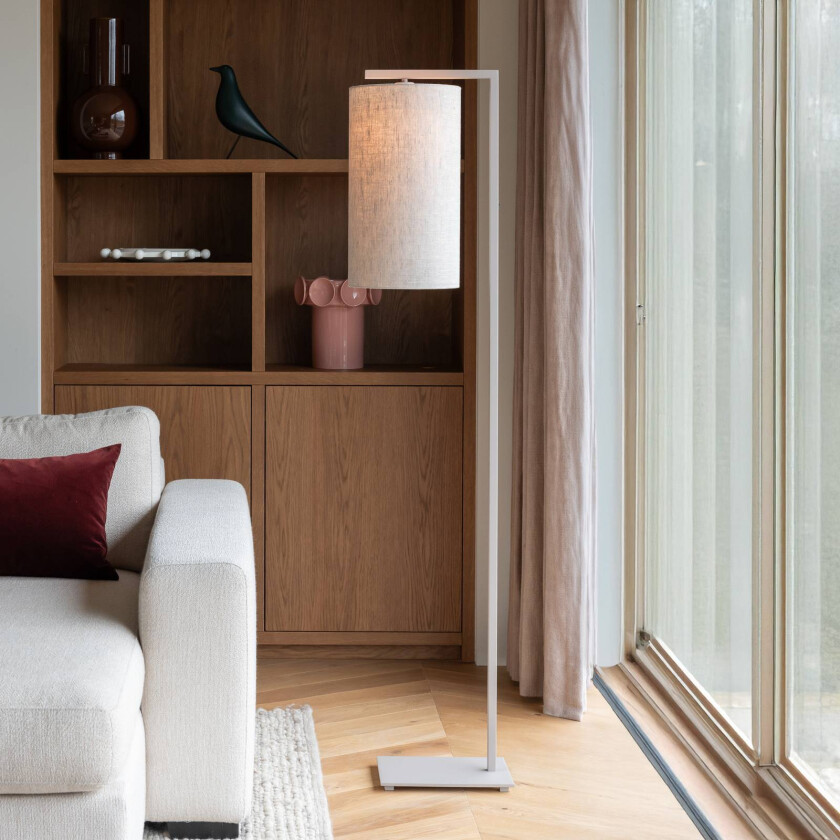 IT'S ABOUT ROMI Gulvlampe Boston, Ø25cm, lysegrå/sandfarget