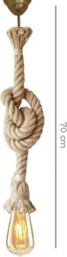 Hengelampe AYD, beige, tau, høyde 70 cm, E27, håndlaget