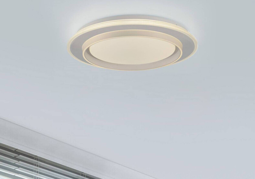 JUST LIGHT. LED-taklampe Lago Ø 40 cm hvit fjernkontroll