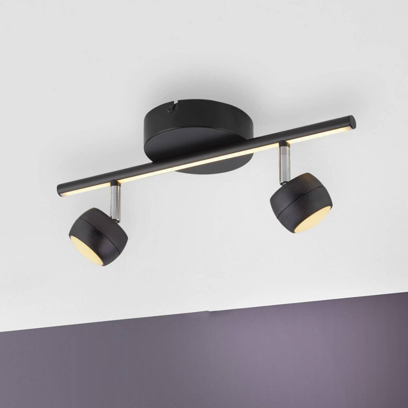 JUST LIGHT. LED-downlight Jarik, 2 lyskilder, svart, 3.000 K