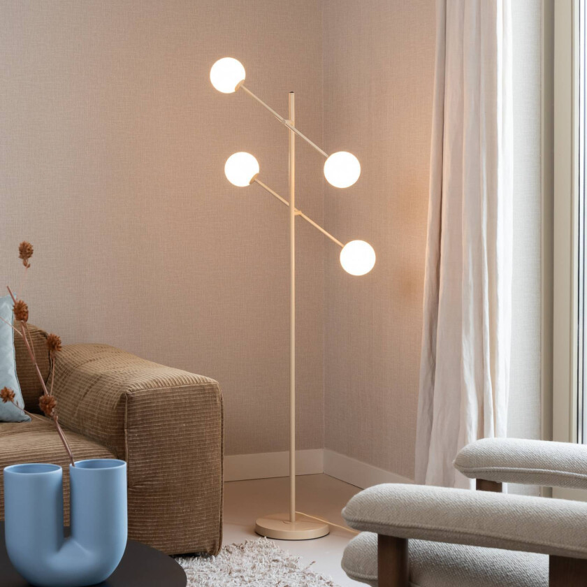 IT'S ABOUT ROMI Gulvlampe Copenhagen, beige, glass, dreiebar