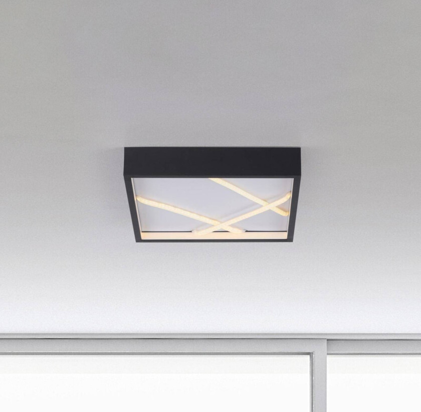 JUST LIGHT. LED-taklampe Mikado, 30 x 30 cm, svart