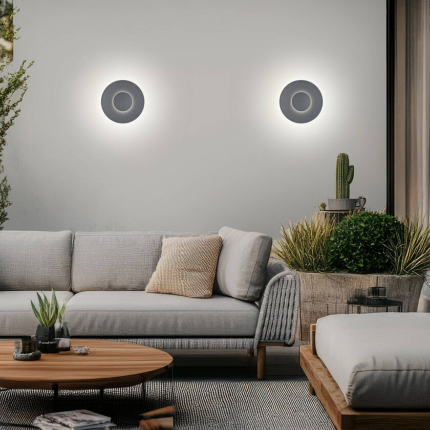 utendørs LED-vegglampe BUD 44, ikke dimbar, grå, IP65