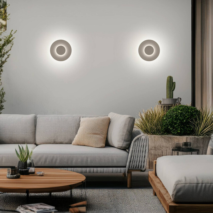 utendørs LED-vegglampe BUD, dimbar, lysebrun, IP65