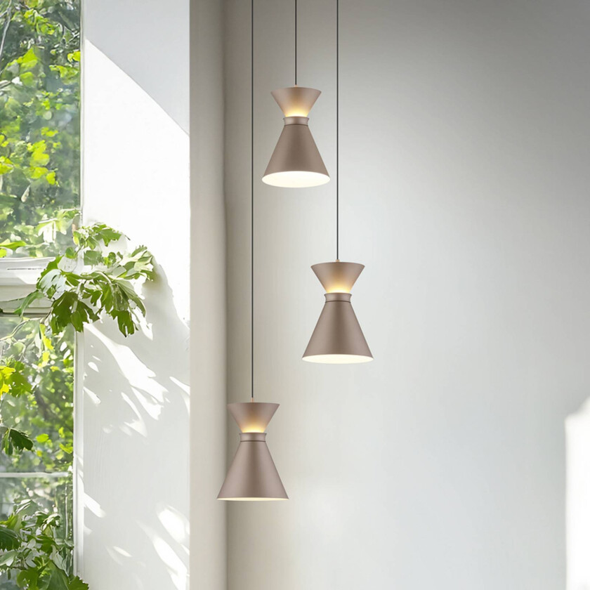 LED-hengelampe LUK, 3 lyskilder, brun, dimbar