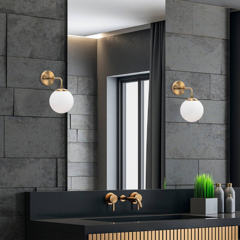 Vegglampe Viran, gull antikk, glass, høyde 25 cm, E14