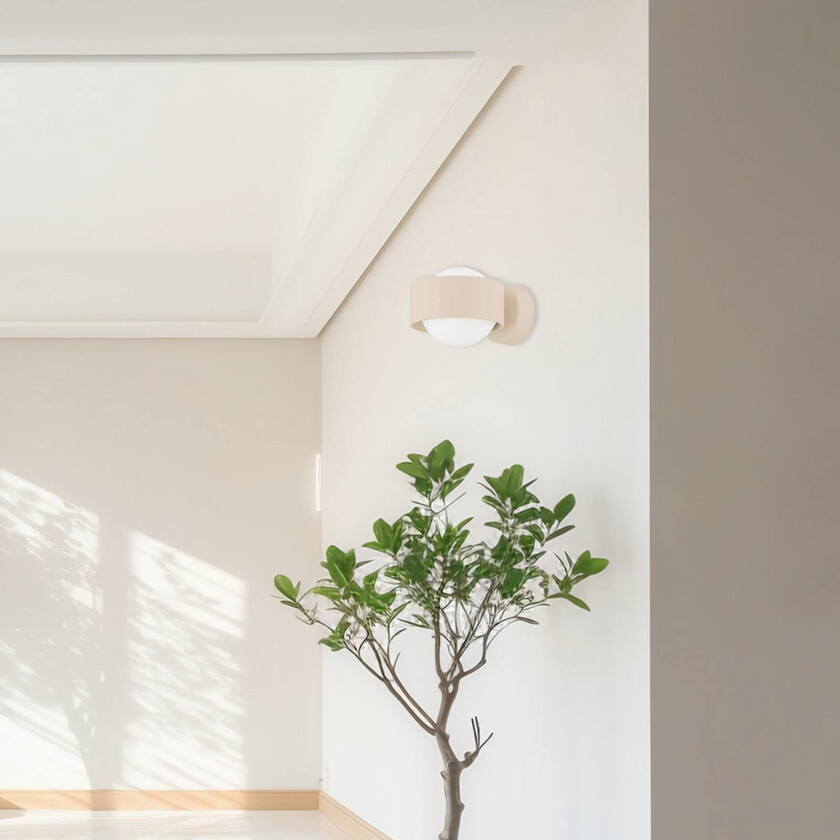 Vegglampe Mado, beige, Ø 8 cm, stål/glass, 1 lyskilde, G9