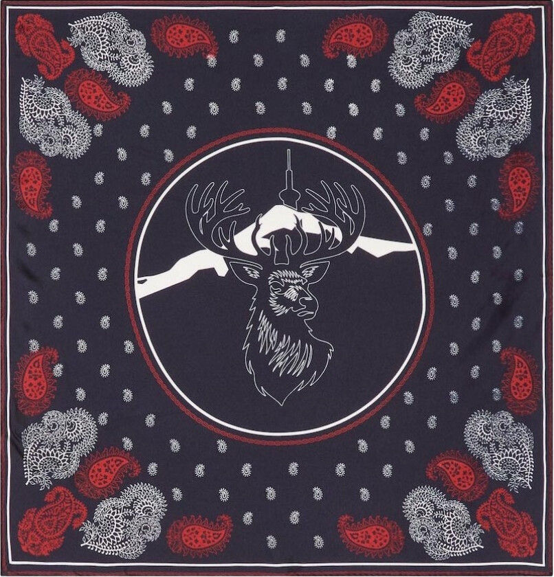 Western Silk Scarf Navy Blue