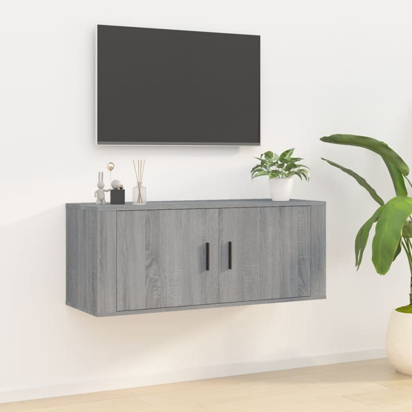 Vegghengt TV-benk grå sonoma 100x34,5x40 cm