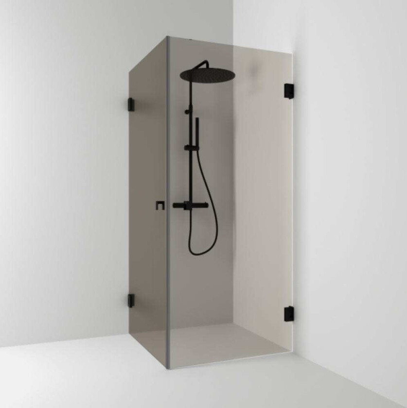 180° Dusjhjørne Rett Svart Matt / 100x80cm Bronsefarget Glass