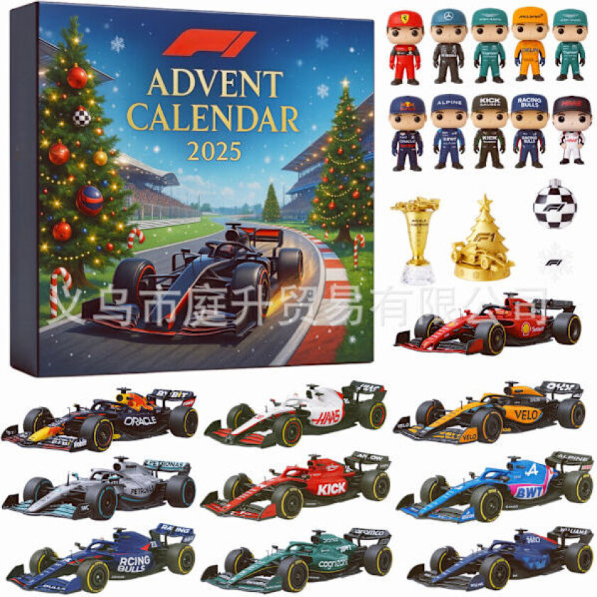 REA F1 Team 2025 Adventskalender med 24 Leketøyfigurer og Byggeklosser