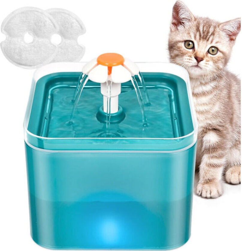 2L drikkefontene for katt, super stille fontene for kjæledyr, vannfontene for kjæledyr (grønn)