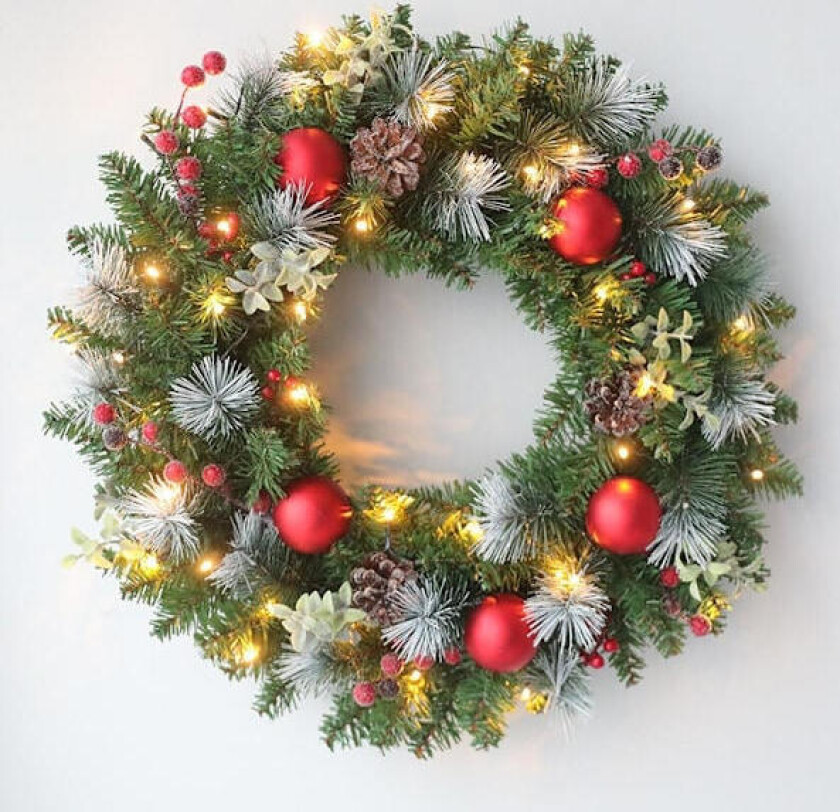 Bilde av /HH/ Julekrans med Lys Utendørs Juledørkrans Innendørs Julekrans Juledekorasjoner (30CM med 20 Lys)