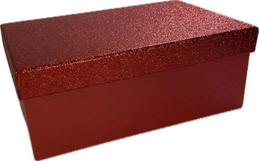 Gaveeske glitter 25x16x10cm rød