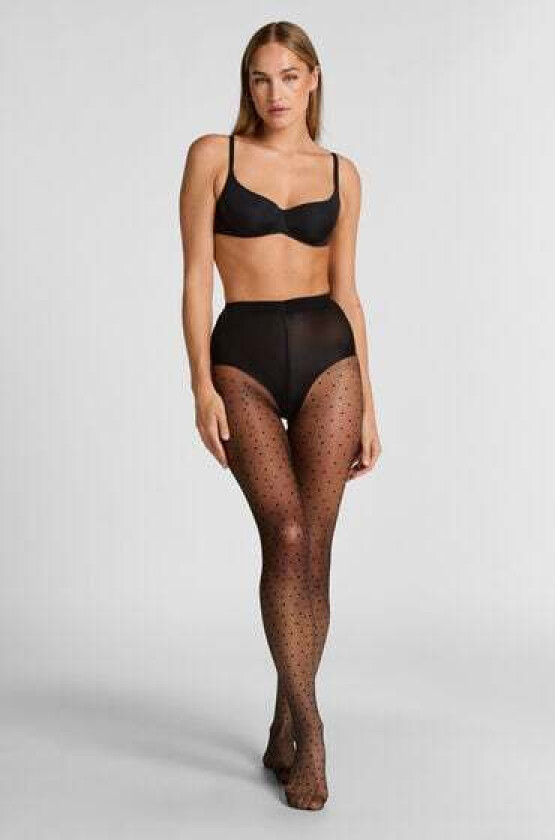 Strømpebukse 15 Denier Dots Anti Ladder Svart