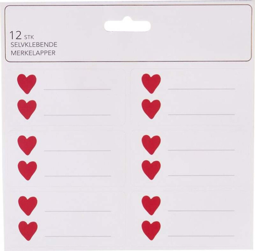 Merkelapper Selvklebende 12 Stk Hjerter