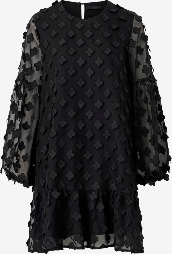 Kjole med blomsterapplikasjoner - Svart