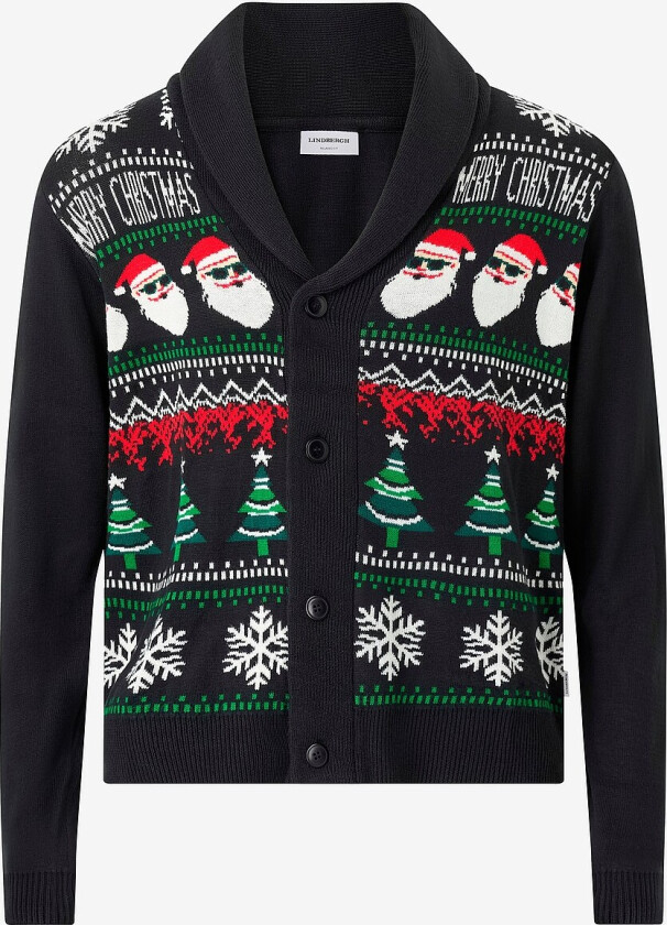 Kardigan Xmas Shawl Collar - Svart