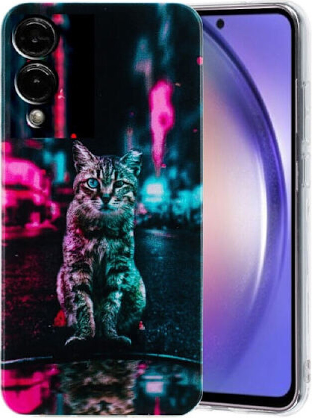 Samsung Galaxy S25 Edge-etui Mykt, fleksibelt bakdeksel med mønsterutskrift - Trafikklys-Katt